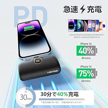 Amazon | LUCKYDUO モバイルバッテリー 小型 iPhone 5000mAh